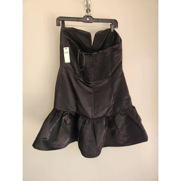 NWD Anthropologie Maeve Strapless Bow Bubble Hem Dress Size L Black GC402 - Picture 5 of 13